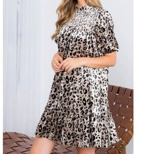 THML Martina Leopard Print Velvet Tiered Mini Dress Size S (4/6)